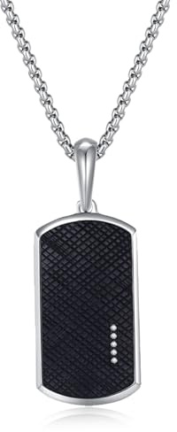 GAVU Collier Acier Inoxydable Homme, Collier Chaîne Argent, Pendentif Plaque Militaire pour Hommes, Cadeau pour Lui, 60cm