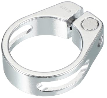 PATIKIL 34.9mm Cycles Bike Seat Post Clamp, Aluminum Alloy Seat Tube Clip Bike Quick Release Clamp for Mountain Bike Road Bike Gear Track Bike Folding Bike Silver