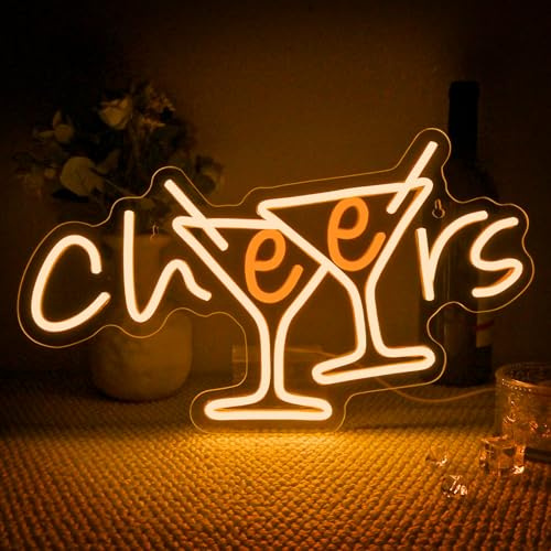 Horseneon skål neonskylt, skål neonljusskylt för väggdekoration, LED neonskyltar cocktailbelysning skylt för vägg, Cheer Neons ljus LED för bar, restaurang, butik, nattklubb, fest