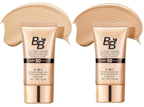 Golden Snail BB Cream Korean Gold Snail BB Cream BB Feuchtigkeit Gesichtscreme Wasserfest Feuchtigkeits Concealer Foundation Langanhaltende für Täglichen Gebrauch (Natürliche Farbe,Elfenbein 1pc)