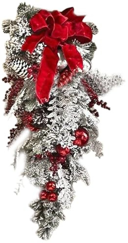 Swag natalizio ghirlanda della porta natalizia artificiale con pinecone e bacche di ghirlanda ghirlacci grandi per anteriore