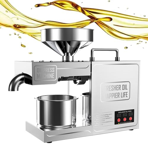 Automatic Oil Press Machine, Cold/Hot Press for Home and Commercial Use, High Oil Yield Grinder for Grain