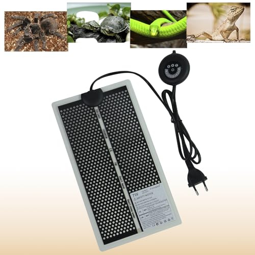 FIPASEN Tappetino Riscaldanti Rettili Regolabile, Termoforo Rettili con 7 Pulsanti di Regolazione della Temperatura per Tartaruga Serpenti Lucertola Geco Granchio Eremita Anfibi Rettili (7W, 28×15CM)