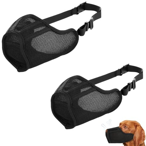 Muselière pour Chiens,2pièces Réglable Semi-fermée Museliere pour Chiens Petit Respirant Anti-Morsure,Engrener Muselière Chien Petite Taille pour Les Chien Taille Grande,Moyenne