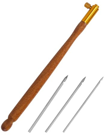 BEAMARKER Kit de Gancho de Tambor con 3 aguja Y Mango de Madera para Bordar, Ganchillo, Abalorios, Lentejuelas, Accesorios de Costura, Juego de Herramientas de Costura, Punto de Cadena, Bordado, Manua