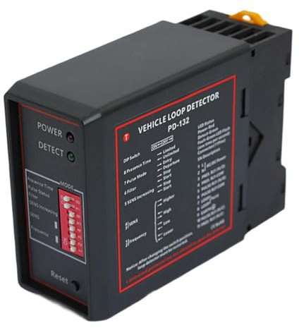 Eawfgtuw Détecteur de boucle inductif pour portes automatiques et accès au stationnement, DC12V/24V DP132 Détection de véhicule monocanal avec sensibilité à 4 niveaux, 78 x 40 x 108 mm (12 V)
