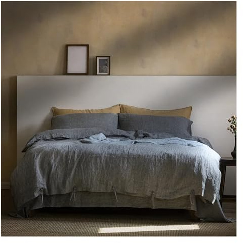 GGYTMQL - 100% LINEN DUSET COVER SET, 3 -stycken belgisk lin med andningsbara sängkläder, queen size med slipsstängningsstil, sommar täcke täckning set ui