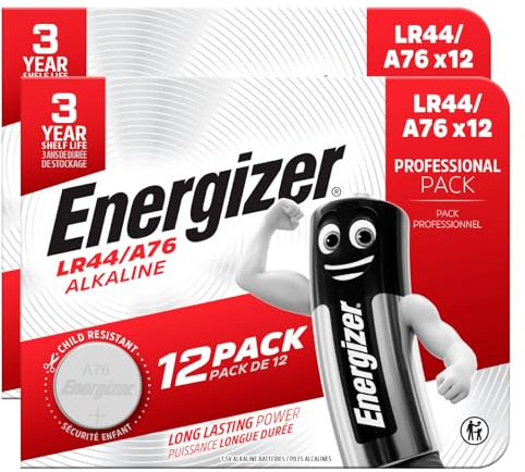 24 Batterie Energizer a Bottone LR44 Pile Alcaline A76 1,5V Lunga Durata per Termometri Digitali Calcolatrici e Orologi da Polso Mantengono la Carica 3 Anni