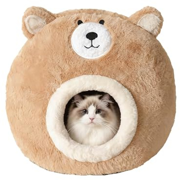 Small Cat House Tent Shape - Comfortable Washable Cat Cave with Removable Cushion Cushion Warming Calm Cave Ideal Sleeping Place for Cats Dogs Home Cold Weather Indoor Outdoor