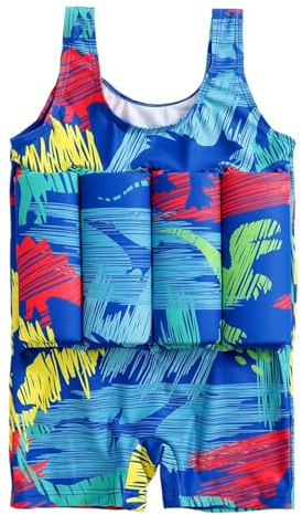 Generico Costume Intero Bambino Galleggiante Carino per Mare Piscina Costume Intero Bambino Galleggiante Carino con Design Moderno E Sicuro(Blue, 3-4 Years)