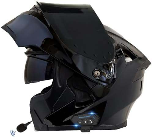 Casco Moto Apribile Bluetooth Caschi Integrale Apribili E Modulari Omologato ECEDOT Elmetto Integrali Modulare Con Doppia Visiera Casco Integrato Per Adulti Uomini Donne Q,M:57-58CM