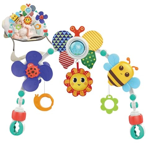 Stroller Arch Toy - Stimulation Toys, 60cm Clip On Sensory Activity Bar, Crib Hanging Toys, Soft Interactive Bassinet Accessories, Travel Friendly Gym Arch For Newborns Kids