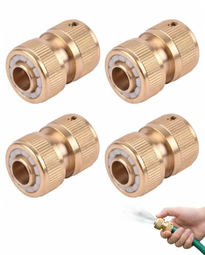 KACZUS 4 piezas conector manguera jardín 1/2 pulgada, empalme manguera de latón, enchufe rápido manguera agua, adaptador grifo manguera para riego de jardín, cocina, terraza y exteriores