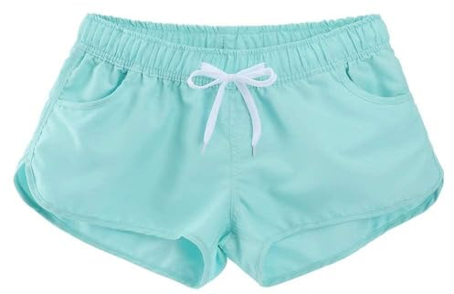 Women's Athletic Casual Beach Shorts Boardshorts Summer Floral Quick Dry Swim Trunks, Turquoise S
