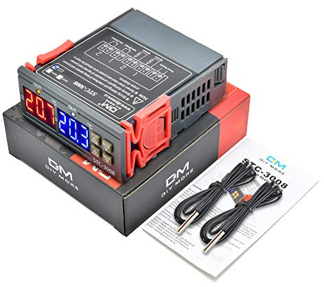 Diymore STC-3008 Digital temperaturregulator termostat regulator DC 12 V med dubbel NTC-sensor sond för jäsning lucka frys uppvärmning och kylning