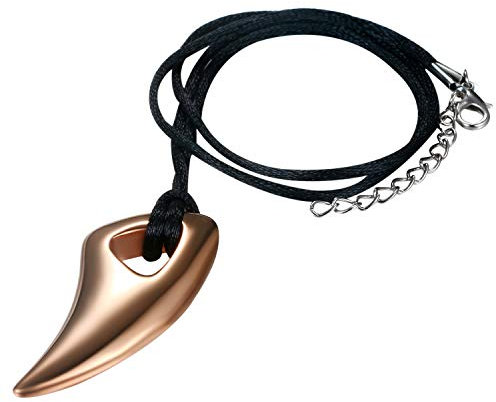 Flongo Herren-Kette Männer Anhänger Halskette, Leder Seil Halskette Kette Schwarz Gold Silber Wolf Gebiss Zahn Speer Stammes Motorradfahrer Biker Accessoires