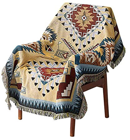 HOORDRY Boho Sofa überwurfdecke 130×180CM，Hochwertig und Verschleißfest Sofaschutz Katze, Sofaüberwurf für 1-Sitzer, Dekorative Sofadecken, Bettüberwürfe, Sesselüberwürfe