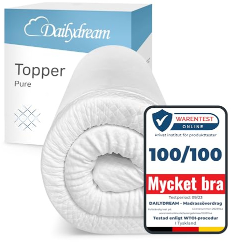 Dailydream Bäddmadrass 90 x 200 cm | Minnesskum | 9 cm tjock | Pure Edition, XL-modell | Ergonomisk för obekväma madrasser, stoppade sängbottnar och extrasängar