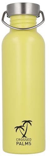 Crossed Palms Trinkflasche aus Edelstahl, 750 ml, Gelb, 7,1 x 24,3 cm, BPA frei, auslaufsicher, CP-10010