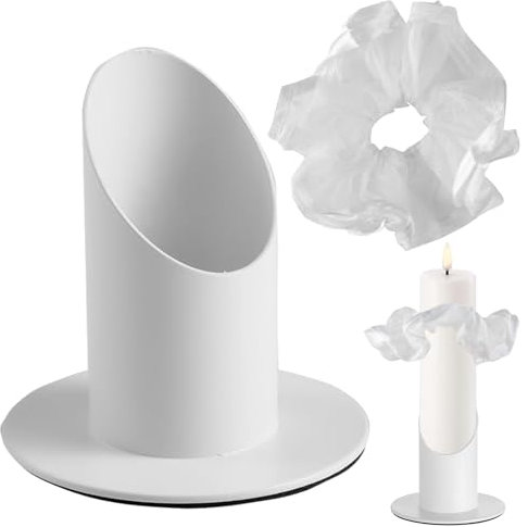 Kerzenständer Kommunionkerze, 4cm Metall Kerzenhalter mit Tropfschutz, Weiß Kerzenständer Kommunion Deko für Taufkerze, Stabkerze, Taufkerzenständer, Kommunionkerze, ø 4 cm Metall Weiß