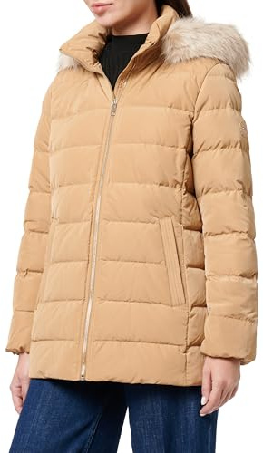 Tommy Hilfiger Donna Giacca Imbottita Heritage Down Tyra Jacket With Fur Lunga, Verde (Classic Khaki), M