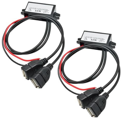 Heemol 12V auf USB,12V auf 5V USB-Adapter,Buck-Konverter-Modul 3A 15W DC auf DC Auto-Stromwandler Adapter 2 Stück(Dual USB)