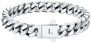 HAYOUWAY Armband Herren Silber mit Buchstaben Armband Damen Panzerkette Edelstahl Armbänder für Herren mit Gravur A-Z Personalisierte Geschenke für Männer Papa Freund Sohn Bruder Ehemann