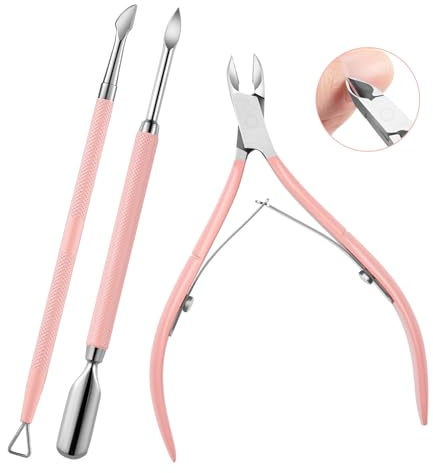 Cuticle Trimmer Set with Cuticle Nippers and Cuticle Pusher,Cuticle Cutters Remover Tool,Nail Cuticle Remover Tool,Stainless Steel Cuticle Cutter Nail Clipper Trimmer Scissors for Fingernails/Toenails