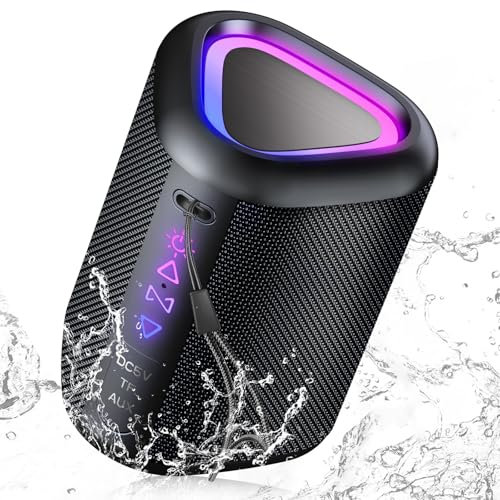 2025 Cassa Bluetooth Portatili Senza Fili con Luce Led, Bluetooth 5.4, 24 Ore, Altoparlante Bluetooth Bassi Potente, Impermeabile IPX7, Speaker da Esterno per Viaggi, Sport, Feste, Ciclismo (Nero)