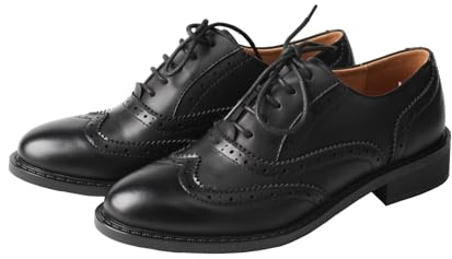 TMA EYES Women's Brogue Lace-up Mocasines Shoes(Negro,39)