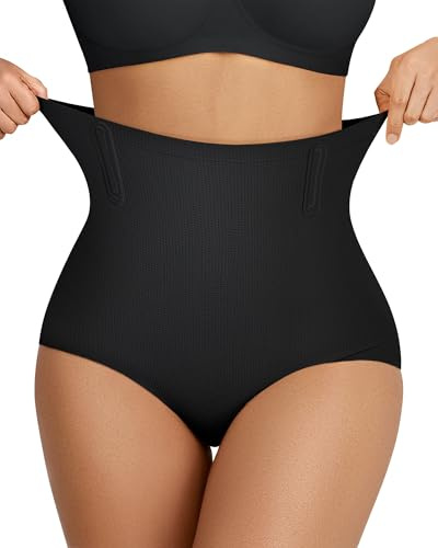 OEAK Tummy Control Shapewear for Women Seamless Girdle High Waisted Body Shaper Underwear Panty Smooth Under Dress Shapewear Black Briefs XL