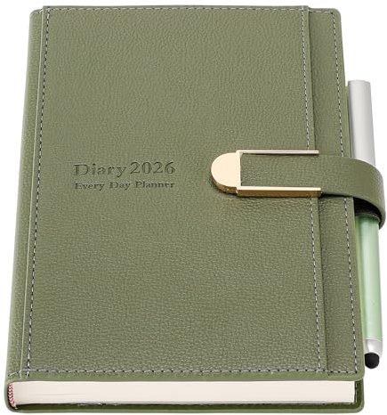 Agenda 2026, A5, un jour par page, janvier 2026-décembre 2026, planificateur quotidien, agenda avec stylo, planificateur journalier à couverture rigide avec autocollants, poche intérieure, papier de