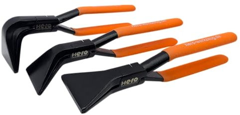 HERO Falzzangen Set 3-Teilig Abkantzange Karosseriezange Biegezange Blechzange 0° 45° 90° gerade/abgewinkelt/gebogen Absetzzange Zangensatz Zangenset mit Koffer Klempner Dachdecker Spengler