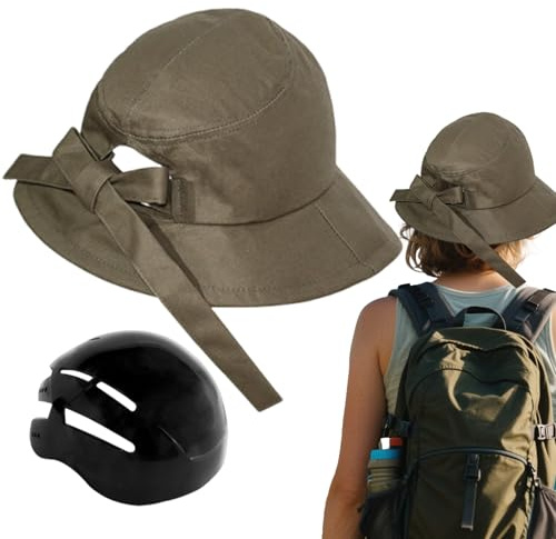 Casco de bicicleta para mujer | Casco protector en forma de sombrero de piel de ciclismo, casco de bicicleta ajustable universal con visera ancha protección contra el viento para senderismo, camping