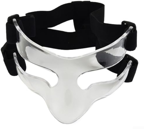 Yuanpgky Protector nasal deportivo para hombres y mujeres, ajustable, protector de nariz de policarbonato para baloncesto, fútbol, sóftbol, compatible con postoperatorio (media cara)