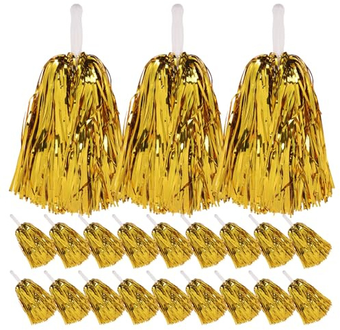 Didiseaon 24 Pompones Animadores Dorados de Plástico con Asa Antideslizante para Eventos Deportivos y Presentaciones de Baile