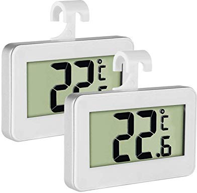 Thermomètre de réfrigérateur, Inrigorous Lot de 2 moniteur LCD Digital Thermomètre pour réfrigérateur congélateur avec grand écran LCD,magnétique,dos à suspendre Crochet rétractable et support 2 Pack