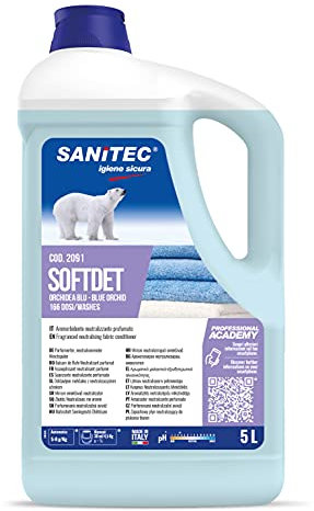 Softdet - Additivo Ammorbidente Profumato Igienizzante per Lavaggio a Mano e in Lavatrice - Bianchi e Colorati - Orchidea Blu - 5 kg