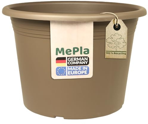 MePla Blumentopf Cilindro - runder Pflanzkübel - wetterfestes Pflanzgefäß - UV-beständiger Blumenkübel - Pflanzentopf - Kübel - Ø 80 - Taupe
