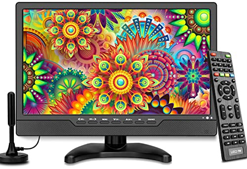 ZOSHING 14inch Portable Small TV with ATSC Tuner- HD Ready LED Screen,Built-in Stand, for Outdoor, Camping,RV & Home Use,AC/DC-12V Power - Black