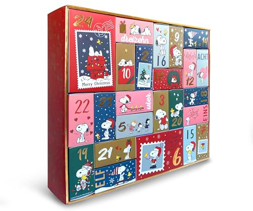 PEANUTS ® | Original Adventskalender | 24 Paar Socken Für Damen | Weihnachtskalender Mit Füßlingen + Langen Socken | Größe 37-41 | OEKO-TEX ®