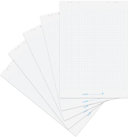 Landré Flipchart-Papier recycling, kariert, 20 Blatt je Block, 6 fach Lochung, 5 Stück