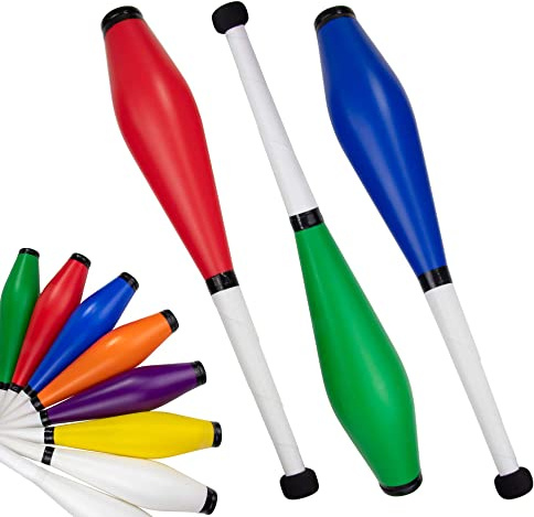 Juggle Dream Trainer Street Jonglierkeulen 3er Set Tolle Trainerkeule - Jonglierset für Anfänger und Fortgeschrittene Jongleure (Grün, Rot, Blau)