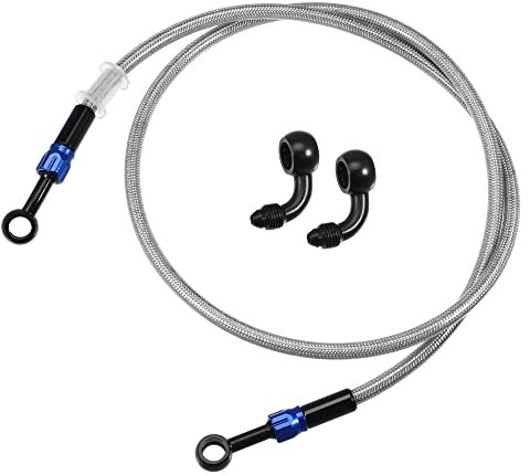 A ABSOPRO 1 Set AN3 28 90 Gradi Moto Freno Tubo Linea 110cm Argento Tono