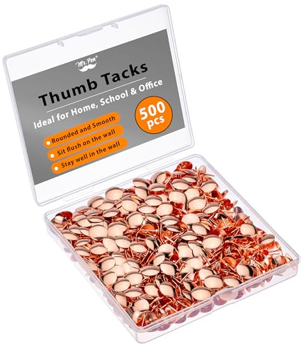 Mr. Pen Thumb Tacks - 500 Pack, Rose Gold, Flat Push Pins for Bulletin Board