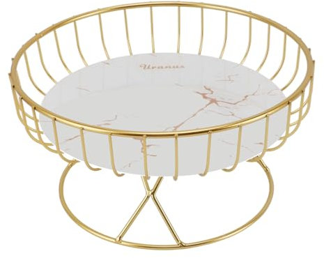 Portafrutta in Metallo Resistente per Frutta Verdura Snack (L Bianco) Cucina Soggiorno Tavolo da Pranzo Ufficio Ristorante