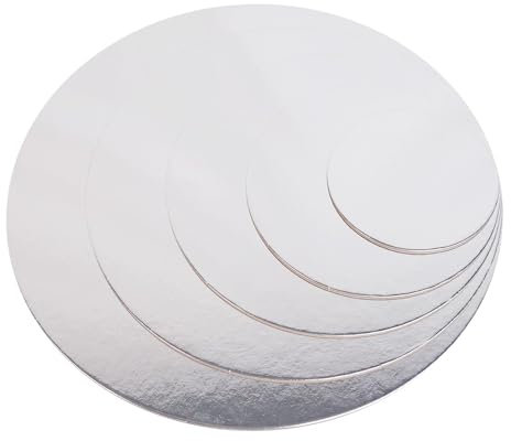 Cake Board Card 5erSet 10/15/20/25/30 cm Silber/Weiss 2 mm Beschichtet