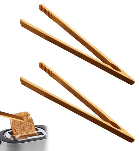 Pinze da Cucina in Legno,Toast in Legno Pinze,Pinze di Bambù,25cm Pinza per Griglia Pane,Pinza da Cucina Bambu,Pinza per Sottaceti, Pinze per Barbecue,Pinza da Insalata,per Barbecue,Insalate,Pane