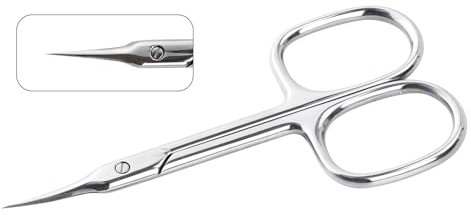 Nagelschere Hautschere, 1 Stück Rostfreiem Edelstahl Nagelhautzange, Fingernagelschere mit Gebogener Spitze, Extra scharfe Nagelscheren, Nagelhautschere, Nail scissors für Fuß und Fingernägel, 9,6 cm