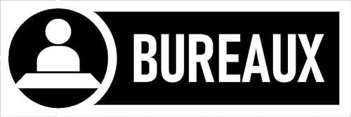 Office, black informational sign FR099 - Self adhesive sticker (600mm x 200mm)